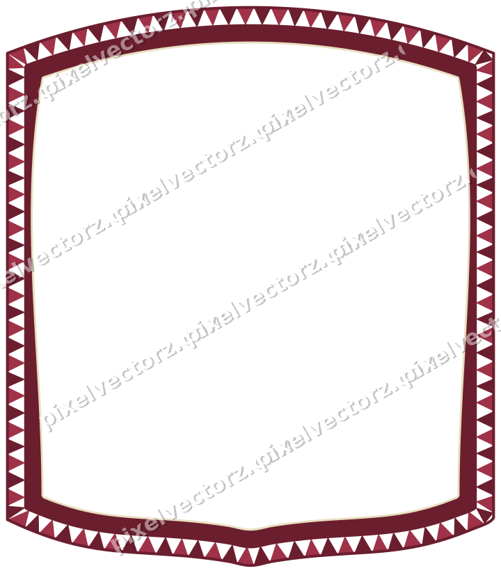 Decorative line art frame in dark pink and red with label plaque