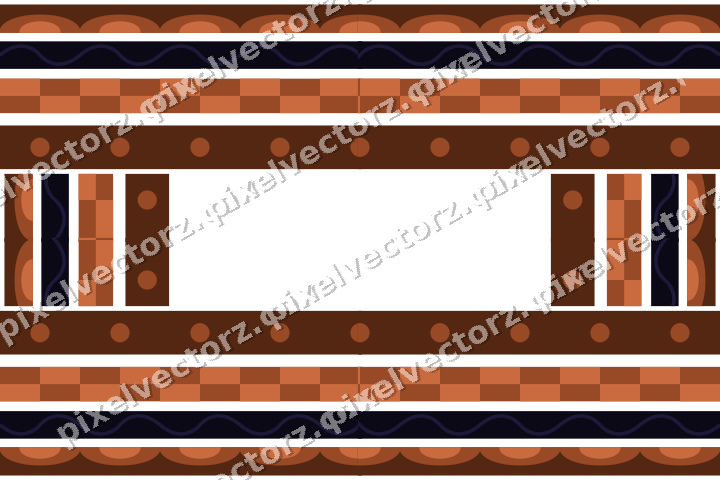 Decorative picture frame border in orange and blue with scale band