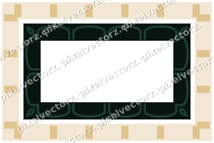 Decorative picture frame border in dark green with arcade frieze