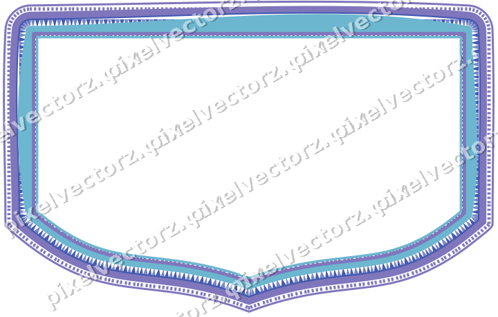 Decorative line art frame in blue and cyan with label plaque