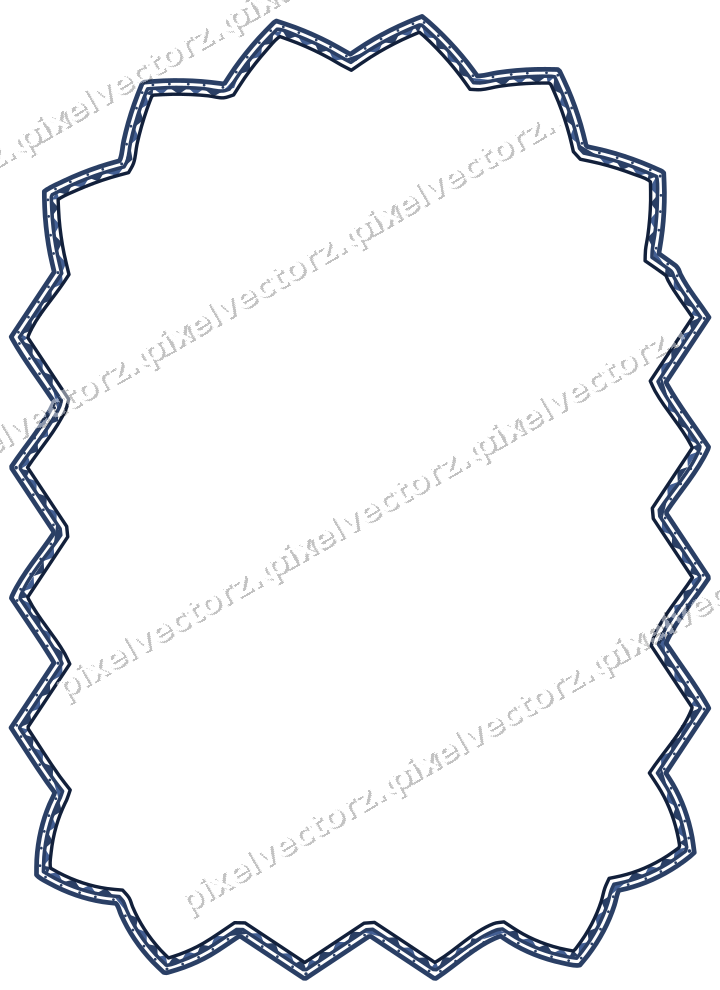 Decorative line art frame in dark blue and white with label plaque
