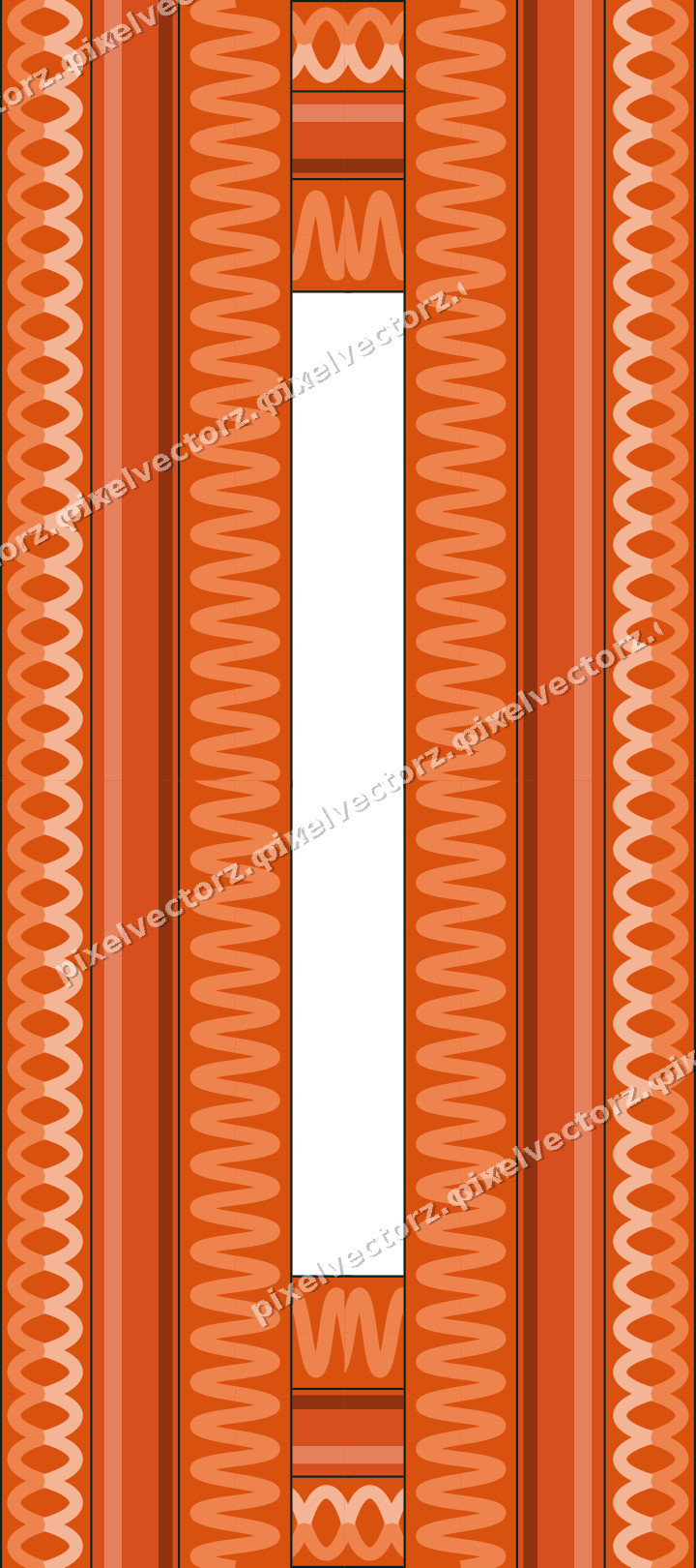 Decorative picture frame border in orange and teal with guilloche