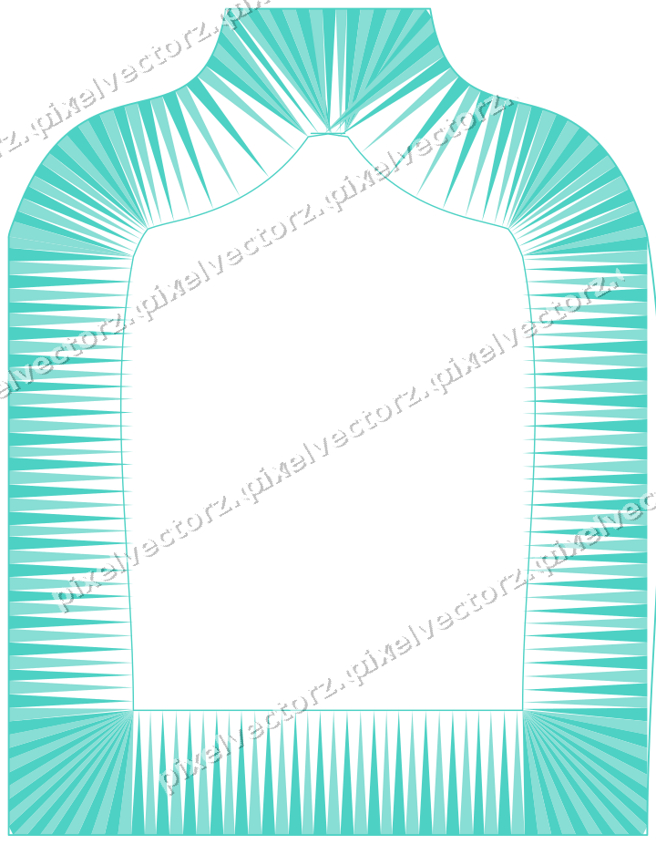 Decorative line art frame in orange and teal with label plaque