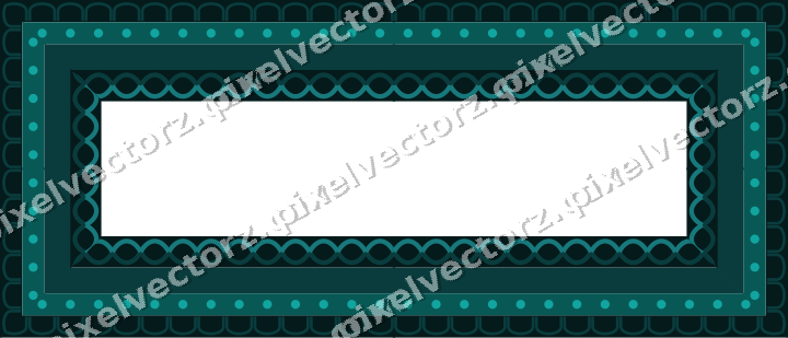 Decorative picture frame border in orange and teal with arcade frieze