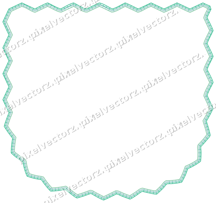 Decorative line art frame in green and teal with shield