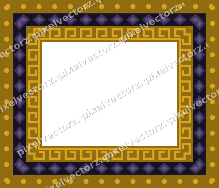 Decorative picture frame border in amber and purple with dot row