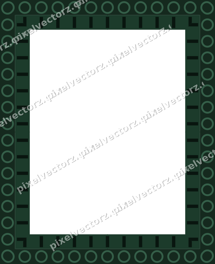 Decorative picture frame border in dark green with ring chain