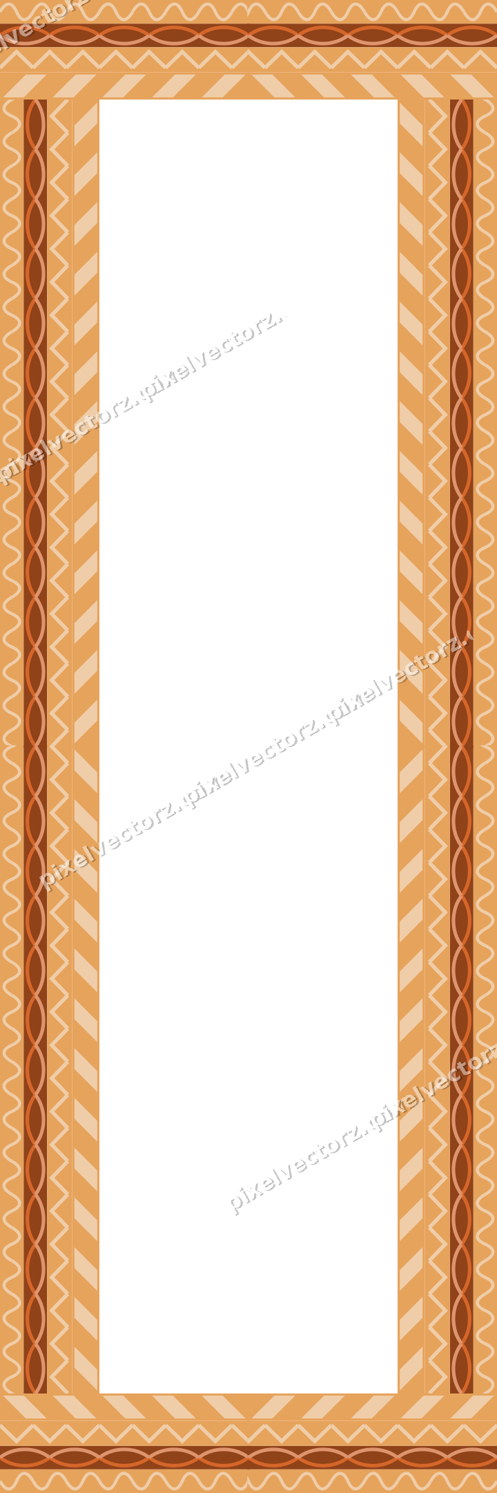 Decorative picture frame border in dark blue and orange with wave band