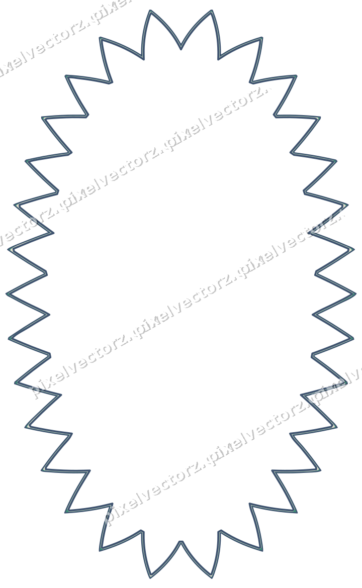 Decorative line art frame in amber and green with oval and zigzag edge