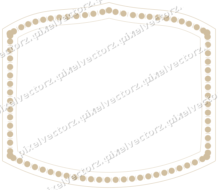 Decorative line art frame in orange and amber with label plaque