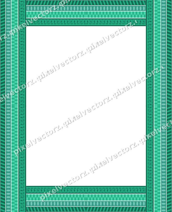 Decorative picture frame border in green and teal with leaf moulding