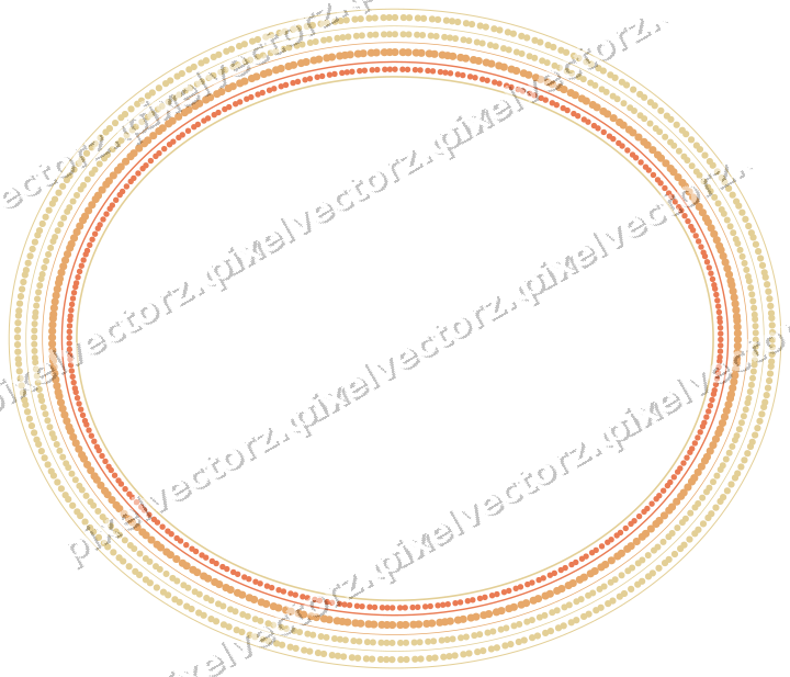 Decorative line art frame in red and orange with oval and dotted line