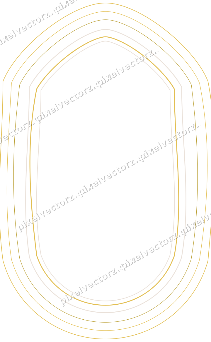 Decorative line art frame in amber and pale orange with label plaque