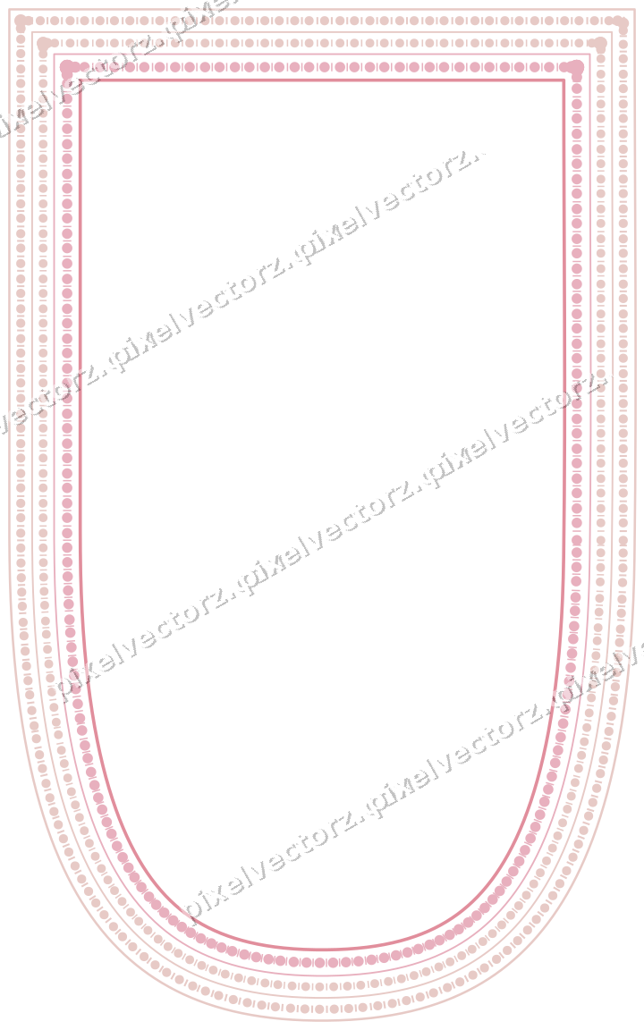 Decorative line art frame in pale pink and pale red with shield