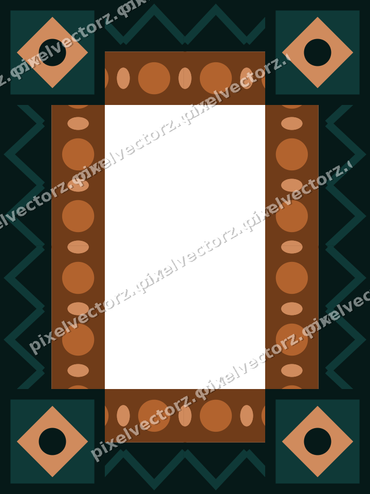 Decorative picture frame border in orange and teal with bead and reel