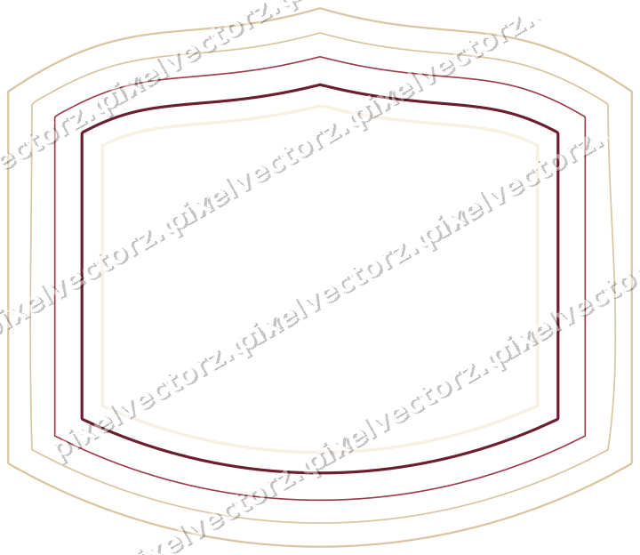 Decorative line art frame in dark pink and red with label plaque