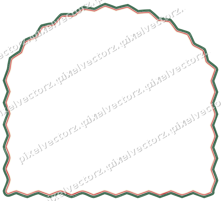 Decorative line art frame in dark green and red with label plaque