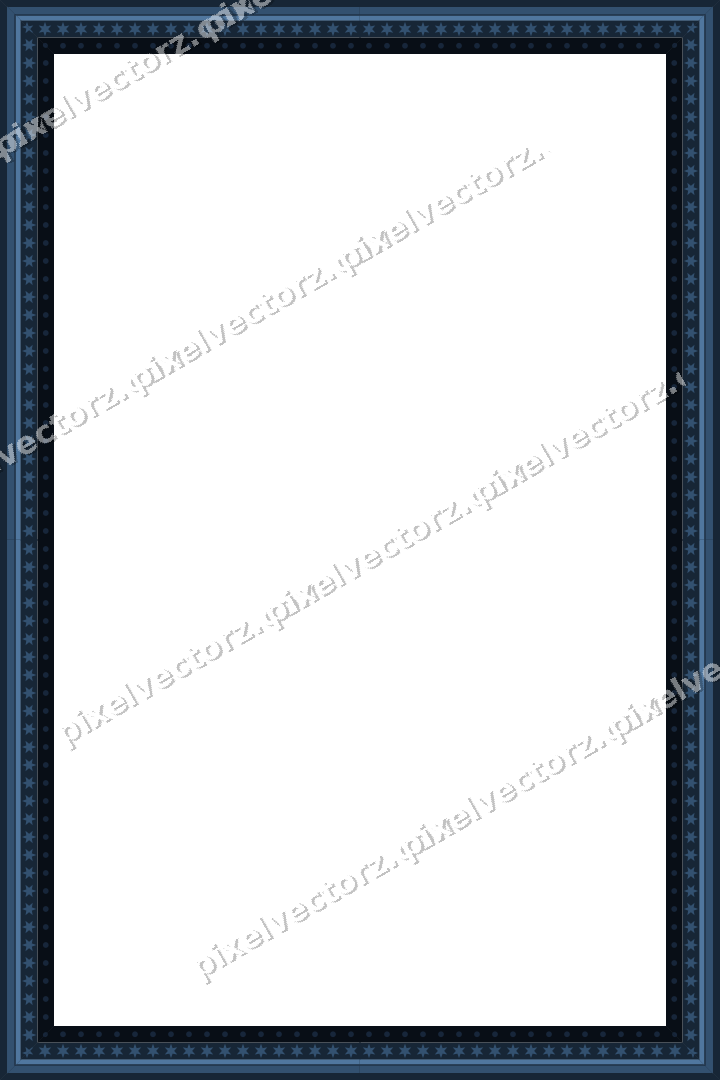 Decorative picture frame border in dark blue and orange with star band