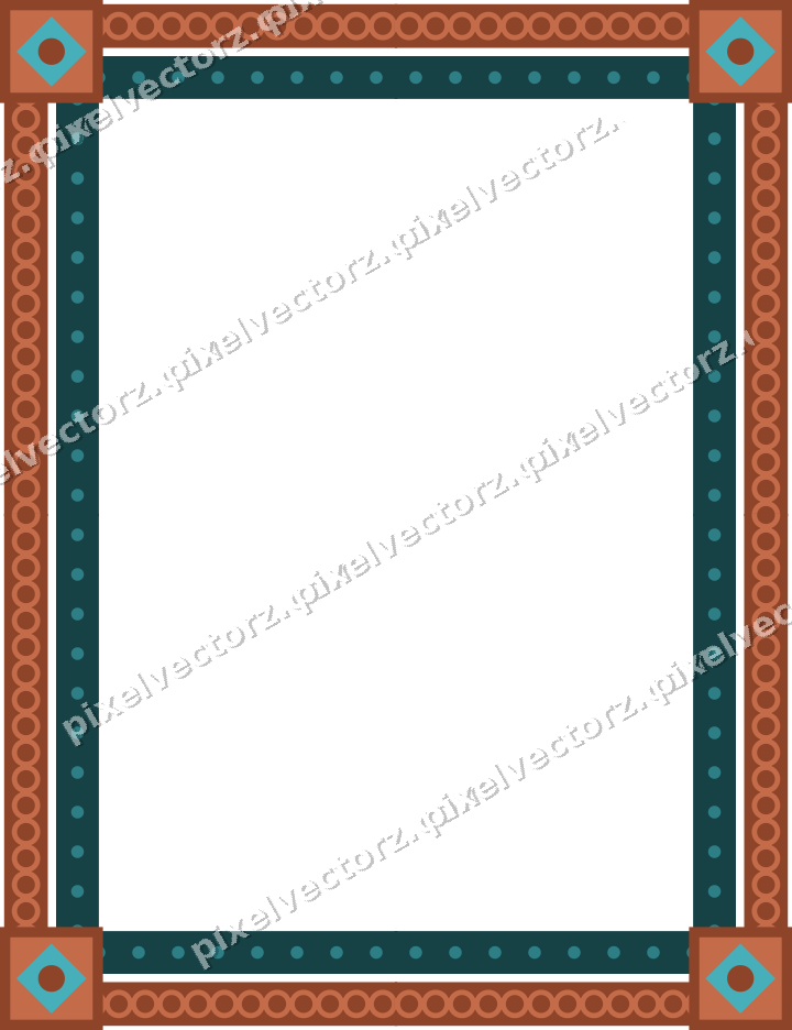 Decorative picture frame border in dark teal with ring chain