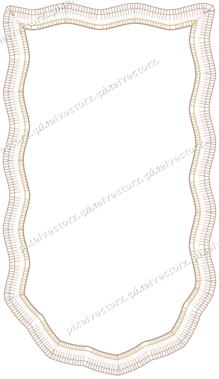 Decorative line art frame in amber and pale orange with label plaque