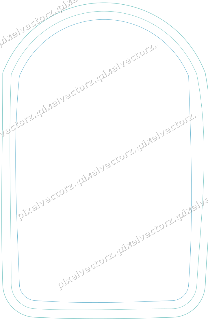 Decorative line art frame in blue and cyan with label plaque