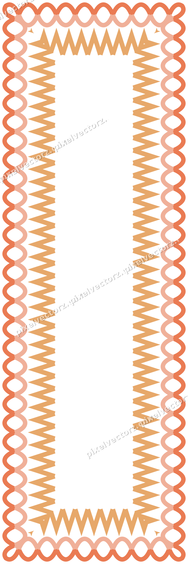 Decorative picture frame border in red and orange with zigzag
