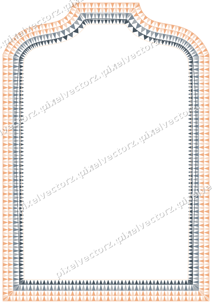 Decorative line art frame in blue and orange with label plaque