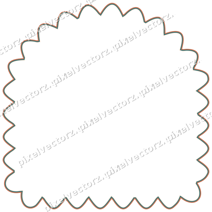 Decorative line art frame in dark teal and orange with label plaque