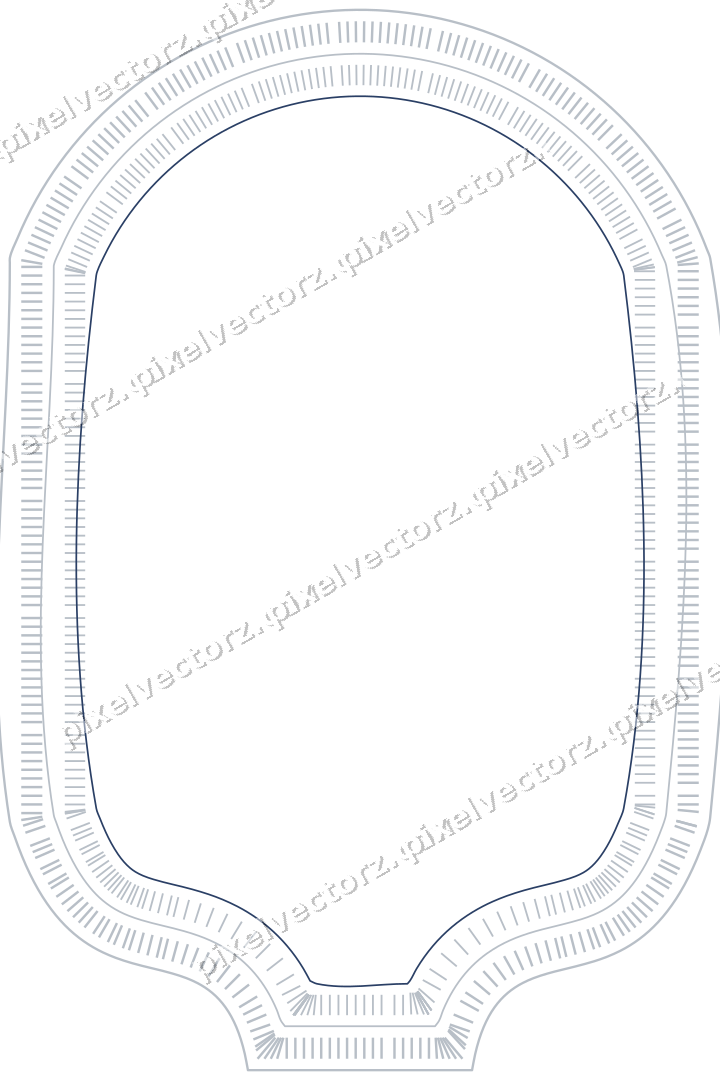 Decorative line art frame in dark blue and white with label plaque