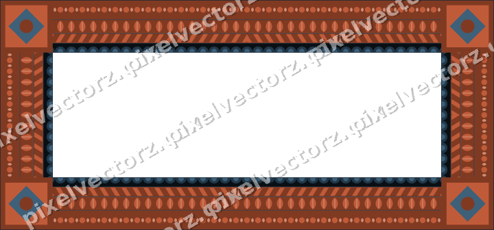 Decorative picture frame border in orange and cyan with diagonal band