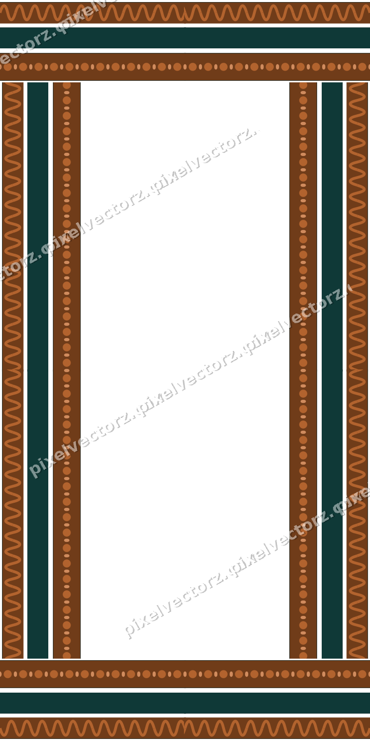 Decorative picture frame border in orange and teal with wave band