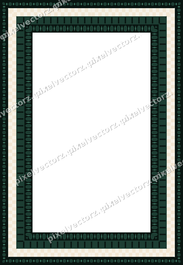 Decorative picture frame border in dark green with bead and reel