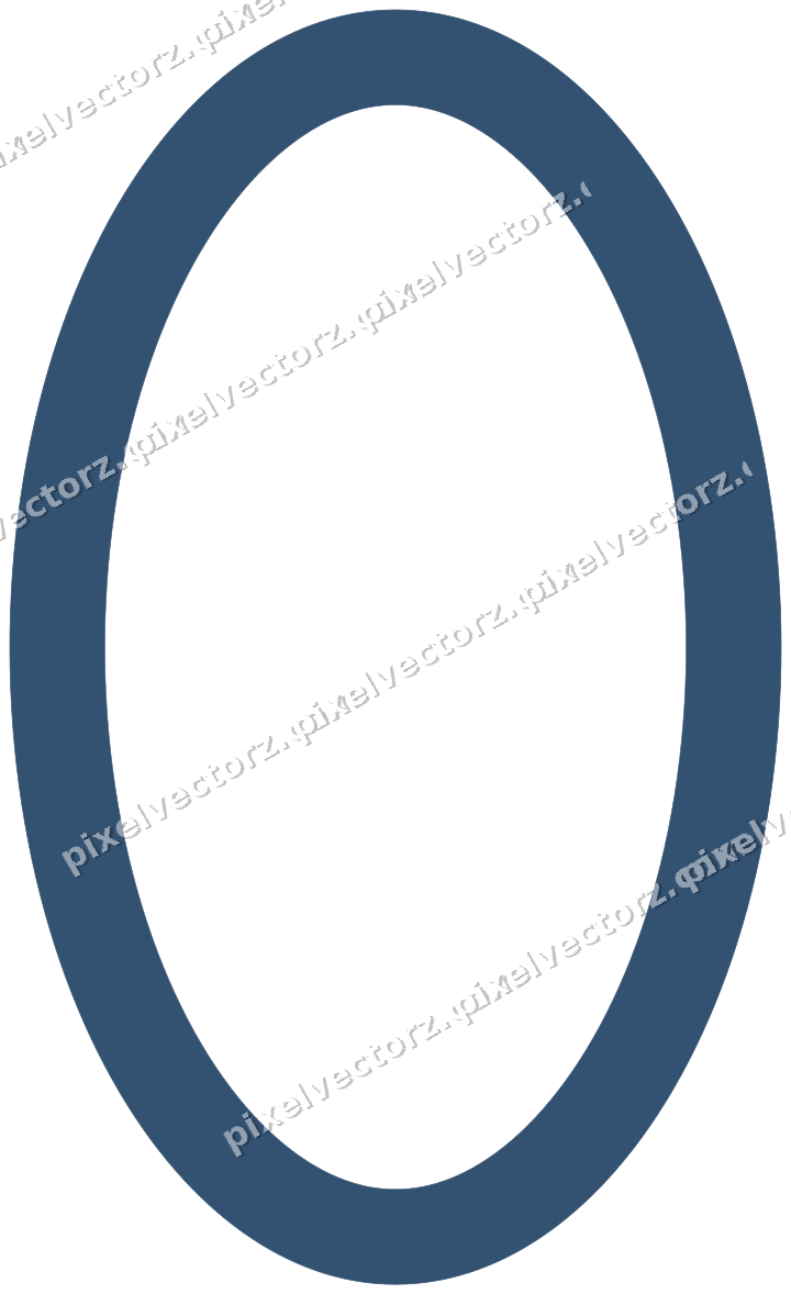 Decorative line art frame in dark blue and orange with oval