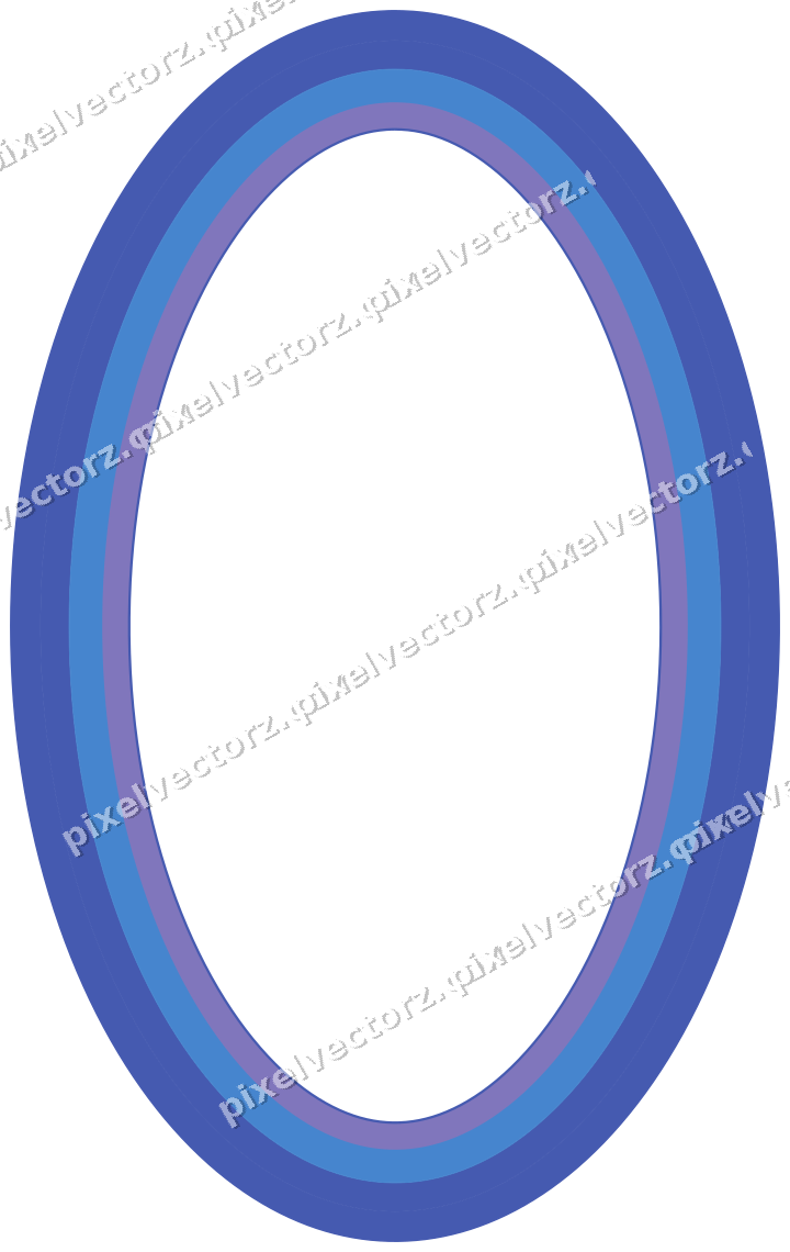 Decorative line art frame in blue and cyan with oval and solid band