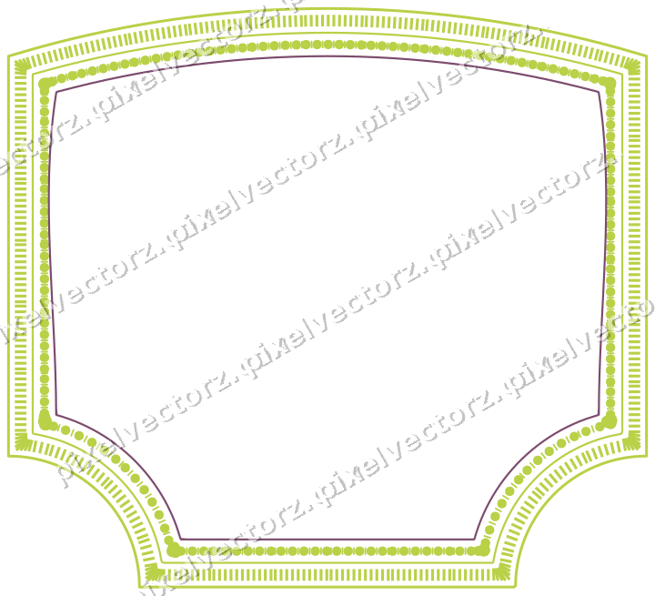 Decorative line art frame in dark magenta and lime with label plaque