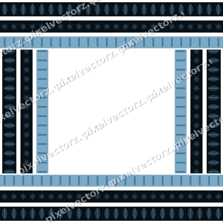 Decorative picture frame border in orange and cyan with star band
