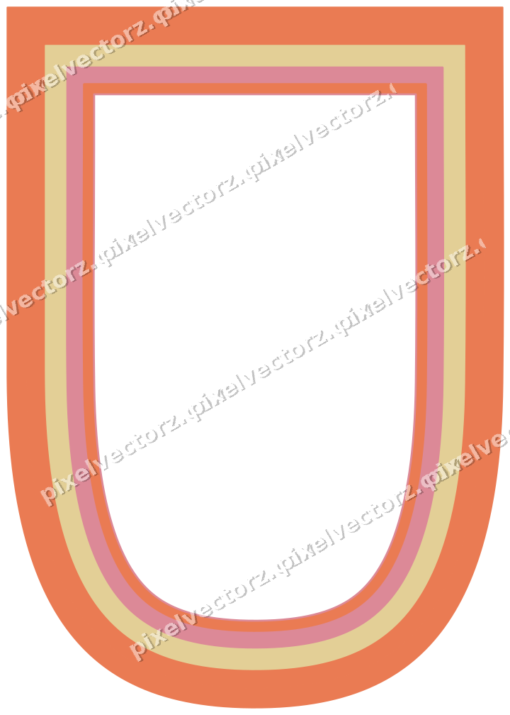 Decorative line art frame in red and orange with shield and solid band