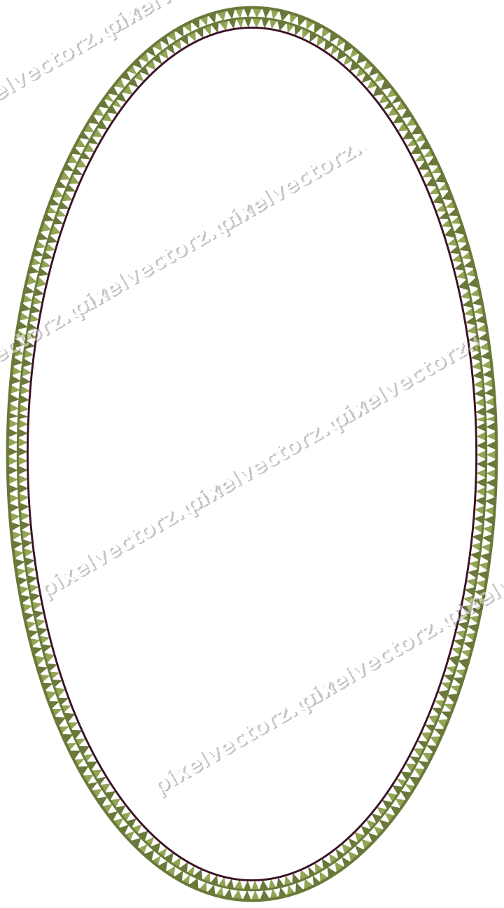 Decorative line art frame in lime and pink with oval and dentil