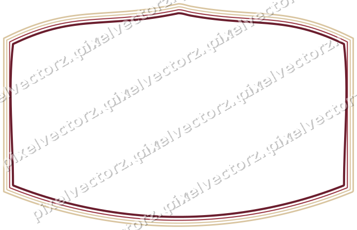 Decorative line art frame in dark pink and red with label plaque