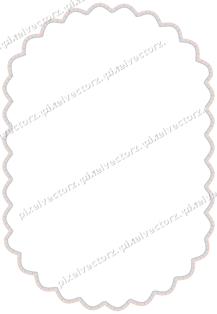 Decorative line art frame in orange and cyan with label plaque