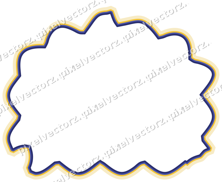 Decorative line art frame in dark blue and amber with label plaque