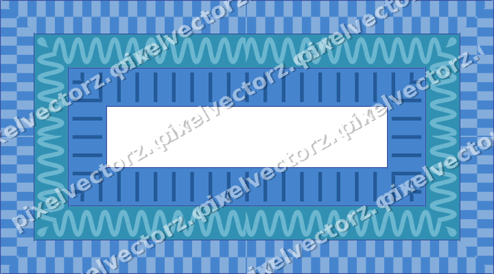 Decorative picture frame border in blue and cyan with wave band