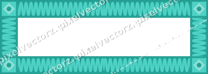 Decorative picture frame border in orange and teal with wave band