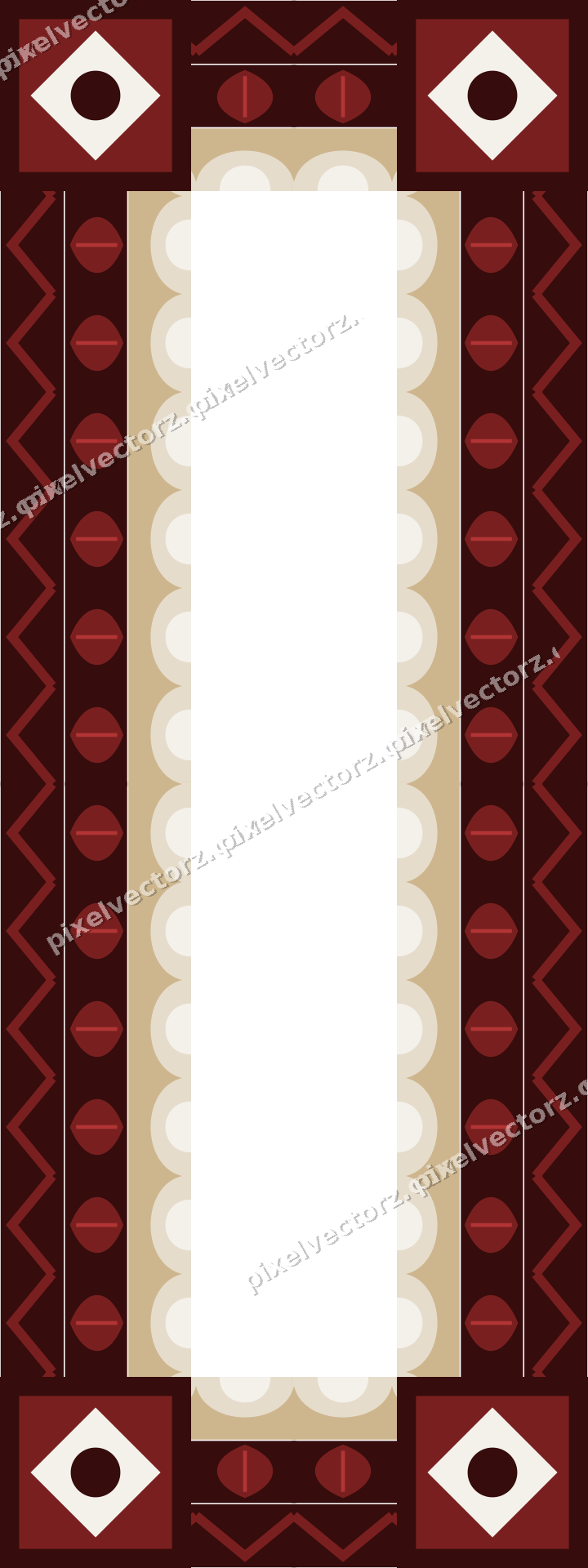 Decorative picture frame border in dark red with leaf moulding