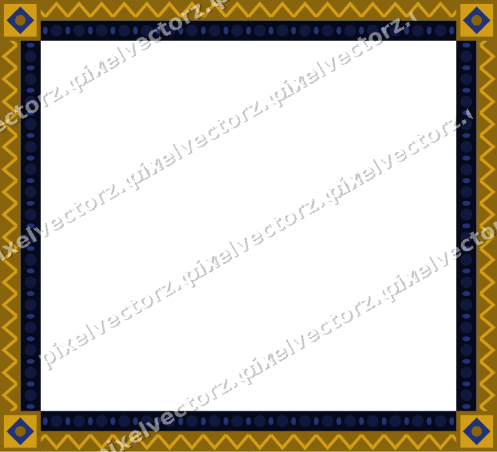 Decorative picture frame border in amber and blue with zigzag