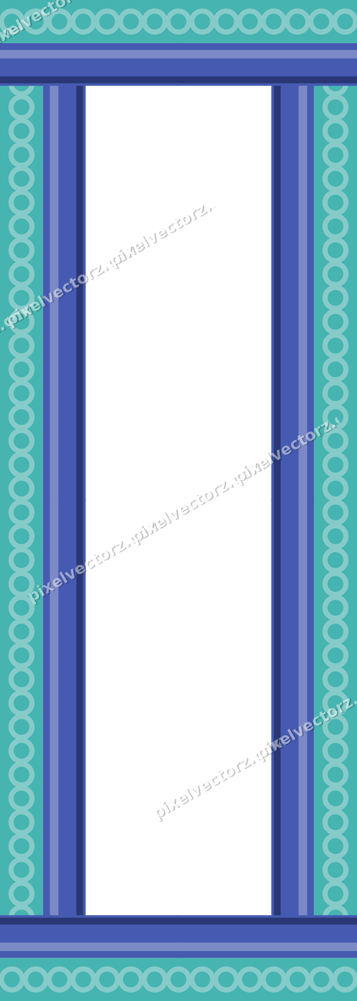 Decorative picture frame border in blue and cyan with ring chain