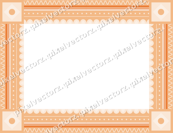 Decorative picture frame border in blue and orange with wave band