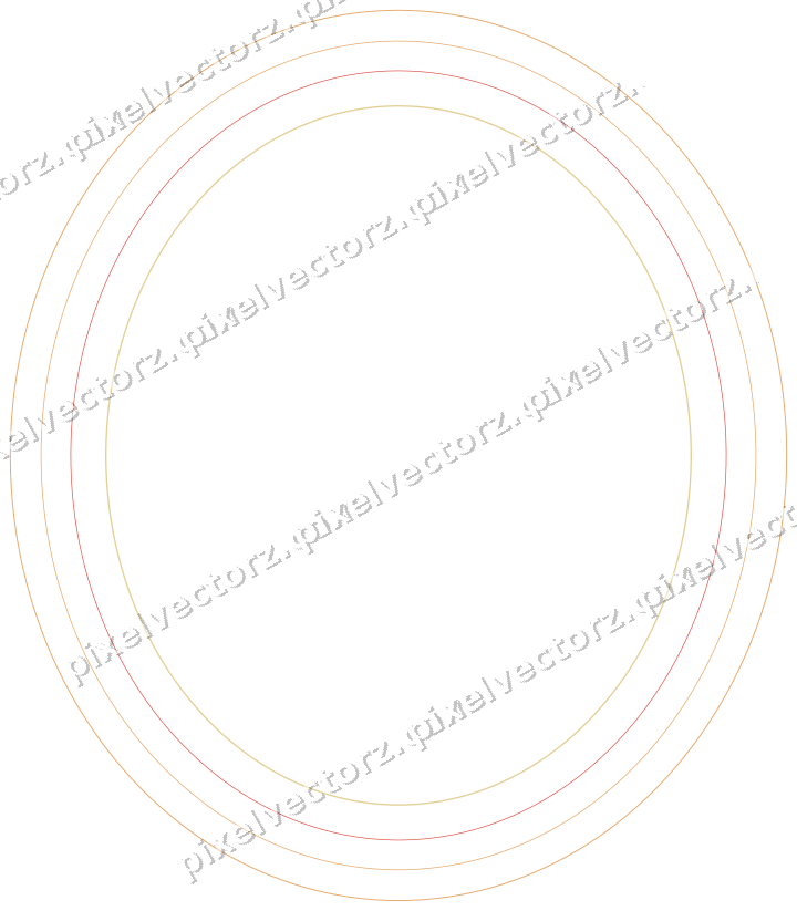 Decorative line art frame in red and orange with oval