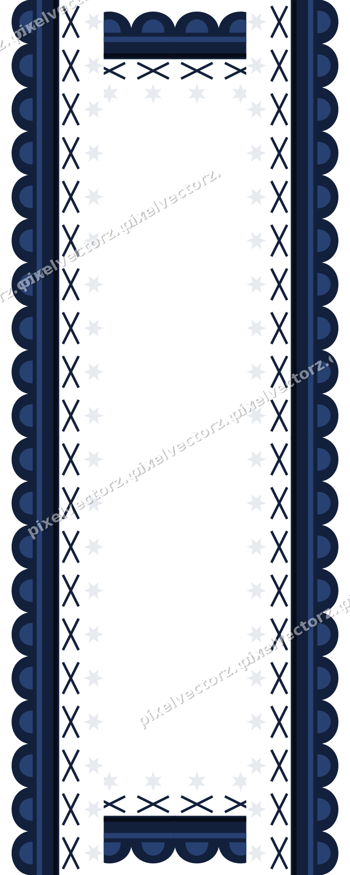Decorative picture frame border in dark blue and white with cross band