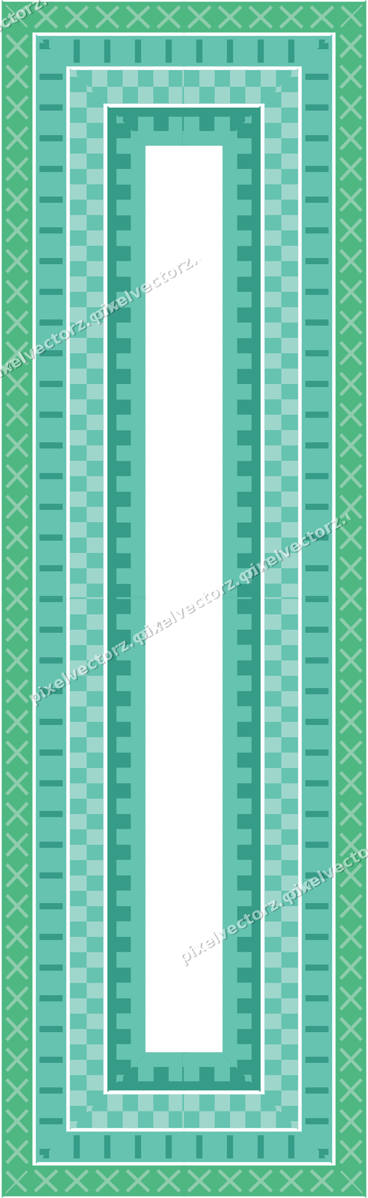 Decorative picture frame border in green and teal with cross band